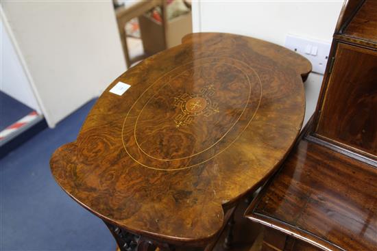 A Victorian walnut canterbury/whatnot, 2ft 1in.